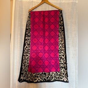 Dior Fuchsia and Black Leopard Print Scarf